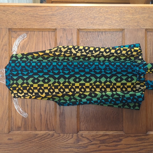 Worthington Abstract Print Sleeveless Accordion Pleated Button Down Blouse M - Picture 7 of 9